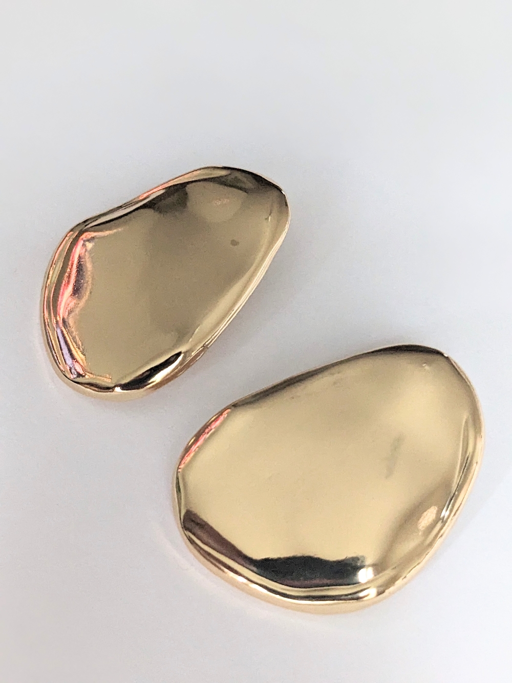 Gold Organic Pebble Drop Earrings